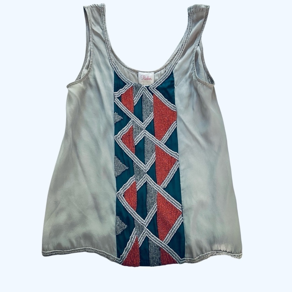 Parker Silk and Bead Sleeveless Top Size Medium